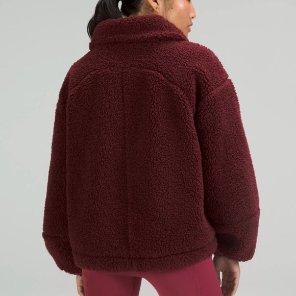 Lululemon Cinchable Fleece Zip-Up (Red Merlot, Size 10, NEW) - Picture 3 of 9